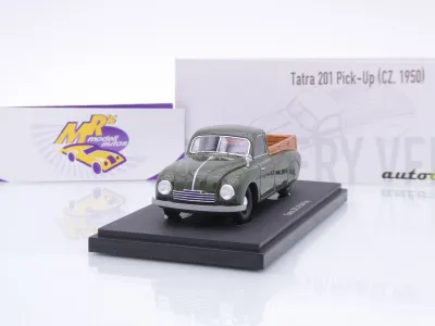 Autocult 08025 # Tatra 201 Pick-Up Baujahr 1950 " dunkelgrün / Holz " 1:43