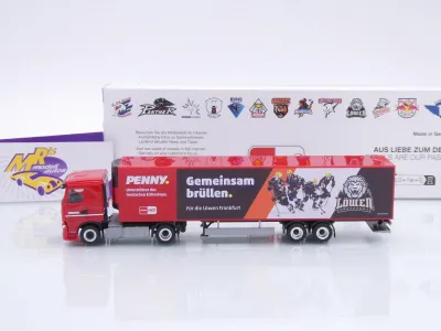 Preview: Herpa 962049 # Iveco S-Way Kühlkoffer-SZ " Penny DEL / Löwen Frankfurt " 1:87