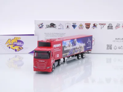 Herpa 962032 # Iveco S-Way Kühlkoffer-SZ " Penny DEL / Dresdner Eislöwen " 1:87