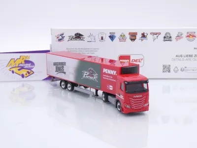 Preview: Herpa 962001 # Iveco S-Way Kühlkoffer-SZ " Penny DEL / Augsburger Panther " 1:87