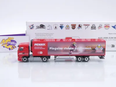 Preview: Herpa 962025 # Iveco S-Way Kühlkoffer-SZ " Penny DEL Pinguins Bremerhaven " 1:87