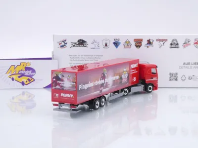Preview: Herpa 962025 # Iveco S-Way Kühlkoffer-SZ " Penny DEL Pinguins Bremerhaven " 1:87