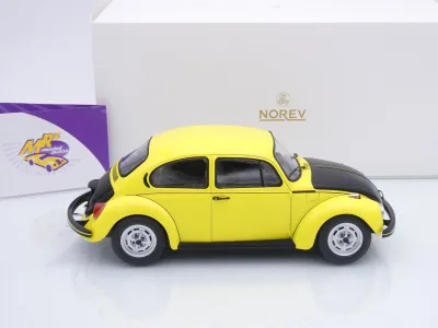 Preview: Norev 188536 # Volkswagen VW Käfer 1303 Baujahr 1973 " Gelb-schwarzer Renner " 1:18