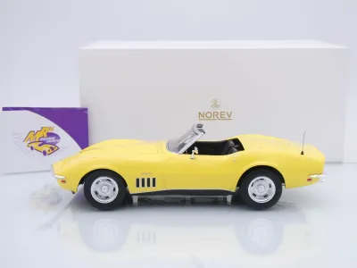 Preview: Norev 189039 # Chevrolet Corvette C3 Cabriolet Baujahr 1969 " Daytonagelb " 1:18