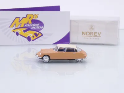 Preview: Norev 157090 # Citroen DS 19 Baujahr 1959 " hellbraun-weiß Ecaille Blonde " 1:87