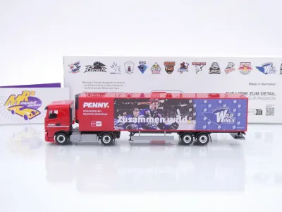 Preview: Herpa 962117 # Iveco S-Way Kühlkoffer-SZ " Penny DEL / Schwenninger Wings " 1:87