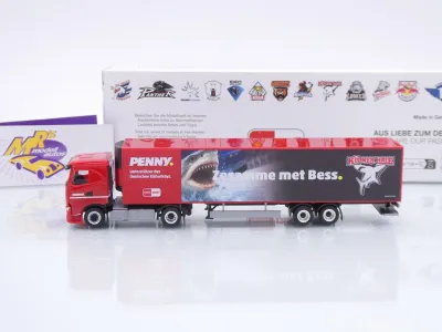Preview: Herpa 962070 # Iveco S-Way Kühlkoffer-Sattelzug " Penny DEL / Kölner Haie " 1:87