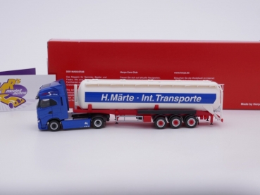 Preview: Herpa 314862 # Iveco S-Way Kippsilo-Sattelzug " H. Märte Int. Transporte " 1:87
