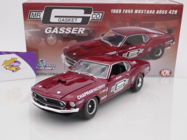 ACME A1801854 # Ford Mustang Boss 429 Baujahr 1969 " Mr. Gasket Gasser Co " 1:18