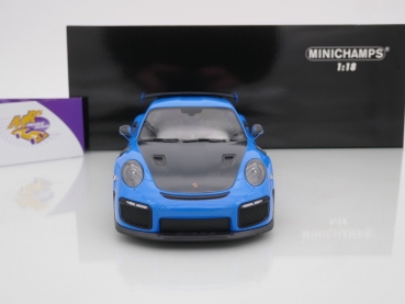 Preview: Minichamps 155068308 # Porsche 911 GT2 RS (991.2) Baujahr 2018 " hellblau-carbon " 1:18