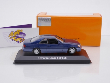 Preview: Maxichamps 940032600 # Mercedes-Benz 600 SEC (C140) Baujahr 1992 " dunkelblaumetallic " 1:43