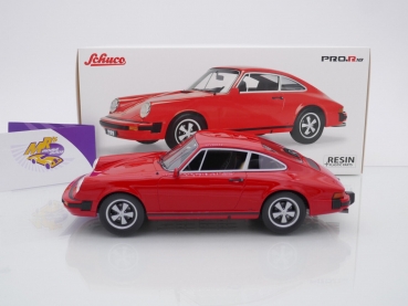 Preview: Schuco Pro.R18 00256 # Porsche 911 Coupe Baujahr 1974 " indischrot " 1:18