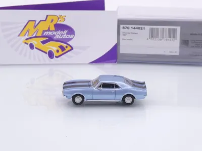 Preview: Minichamps 870144021 # Chevrolet Camaro Coupe Baujahr 1967 " blaumetallic-schwarz " 1:87