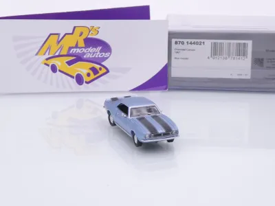 Preview: Minichamps 870144021 # Chevrolet Camaro Coupe Baujahr 1967 " blaumetallic-schwarz " 1:87