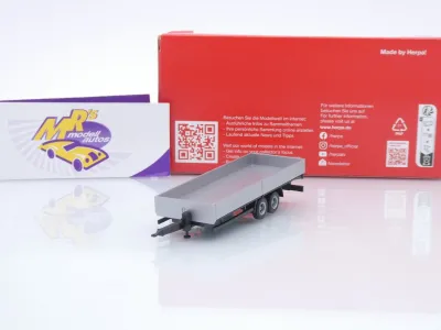 Herpa 076920-002 # Tieflade-Tandemanhänger 2-achs " silbermetallic " 1:87