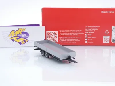 Preview: Herpa 076920-002 # Tieflade-Tandemanhänger 2-achs " silbermetallic " 1:87