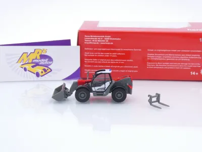 Preview: Herpa 098700 # Liebherr Teleskoplader T60-9S rot-grau-weiß " Feuerwehr " 1:87