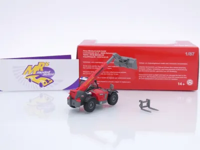 Preview: Herpa 098700 # Liebherr Teleskoplader T60-9S rot-grau-weiß " Feuerwehr " 1:87