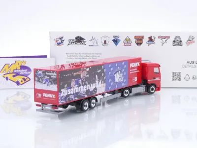 Preview: Herpa 962117 # Iveco S-Way Kühlkoffer-SZ " Penny DEL / Schwenninger Wings " 1:87
