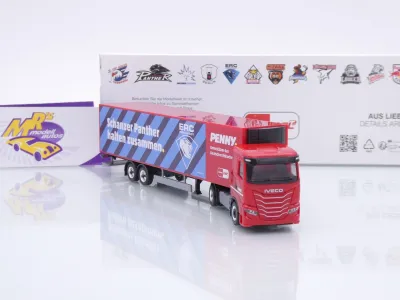 Preview: Herpa 962056 # Iveco S-Way Kühlkoffer-SZ " Penny DEL / ERC Ingolstadt " 1:87