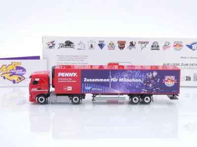 Preview: Herpa 962094 # Iveco S-Way Kühlkoffer-SZ " Penny DEL / Red Bull München " 1:87