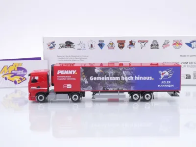 Preview: Herpa 962087 # Iveco S-Way Kühlkoffer-SZ " Penny DEL / Adler Mannheim " 1:87