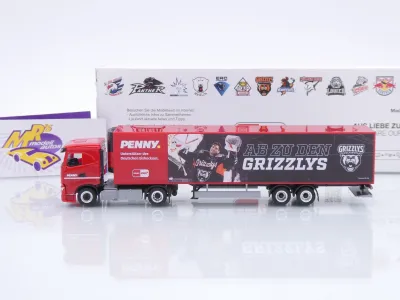 Preview: Herpa 962131 # Iveco S-Way Kühlkoffer-SZ " Penny DEL / Grizzlys Wolfsburg " 1:87