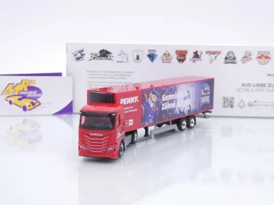 Herpa 962124 # Iveco S-Way Kühlkoffer-SZ " Penny DEL / Straubing Tigers " 1:87