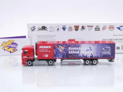 Preview: Herpa 962124 # Iveco S-Way Kühlkoffer-SZ " Penny DEL / Straubing Tigers " 1:87