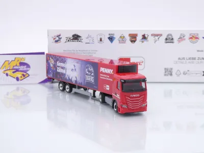 Preview: Herpa 962124 # Iveco S-Way Kühlkoffer-SZ " Penny DEL / Straubing Tigers " 1:87