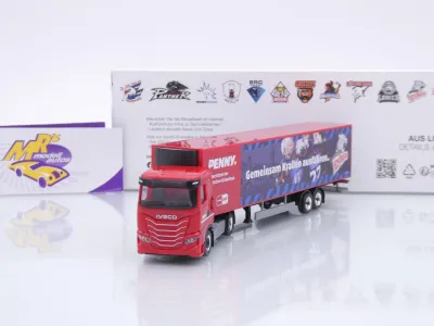 Herpa 962100 # Iveco S-Way Kühlkoffer-SZ " Penny DEL  Nürnberg Ice Tigers " 1:87
