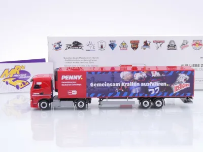 Preview: Herpa 962100 # Iveco S-Way Kühlkoffer-SZ " Penny DEL  Nürnberg Ice Tigers " 1:87