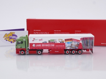 Preview: Herpa 315555 # MAN TGX GM Gardinenplanen-Sattelzug " 40 Jahre der Massstab " 1:87