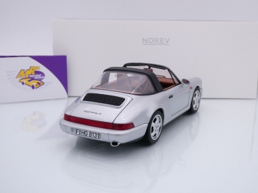 Preview: Norev 187342 # Porsche 911 (964) Carrera 4 Targa Baujahr 1990 " silbermetallic " 1:18