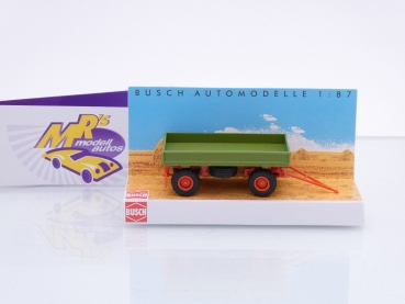 Preview: Busch 53014 # IFA HW 60.11 Anhänger ohne Plane Baujahr 1967 " grün-rot " 1:87