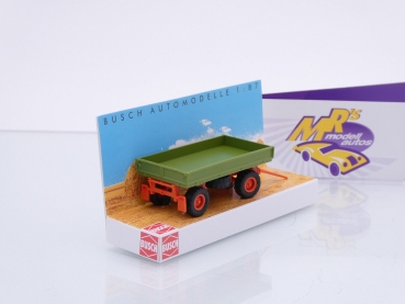 Preview: Busch 53014 # IFA HW 60.11 Anhänger ohne Plane Baujahr 1967 " grün-rot " 1:87
