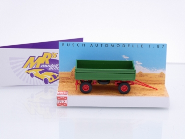 Preview: Busch 53013 # IFA HW 60.11 Anhänger ohne Plane Bj. 1967 " dunkelgrün-rot " 1:87