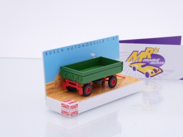 Preview: Busch 53013 # IFA HW 60.11 Anhänger ohne Plane Bj. 1967 " dunkelgrün-rot " 1:87