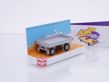 Preview: Busch 53012 # IFA HW 60.11 Anhänger ohne Plane Baujahr 1967 " hellgrau " 1:87