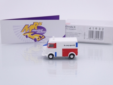 Preview: Busch 41932 # Citroen H Kastenwagen 1948 weiß-rot-blau " le coq sportif " 1:87