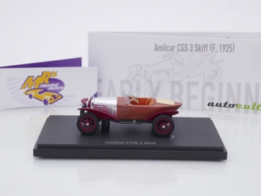 Preview: Autocult 01019 # Amilcar CGS 3 Skiff Cabrio Baujahr 1925 " Holzbraun-rot " 1:43