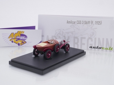 Preview: Autocult 01019 # Amilcar CGS 3 Skiff Cabrio Baujahr 1925 " Holzbraun-rot " 1:43