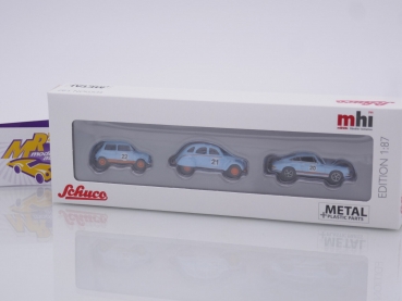 Preview: Schuco 26716 # MHI 3er Set Porsche 911 + Citroen 2CV + Mini " GULF Racing " 1:87