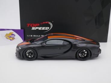 Preview: Top Speed TS0363 # Bugatti Chiron Super Sport 300+ Rekord Baujahr 2019 " mattschwarz-orange " 1:18
