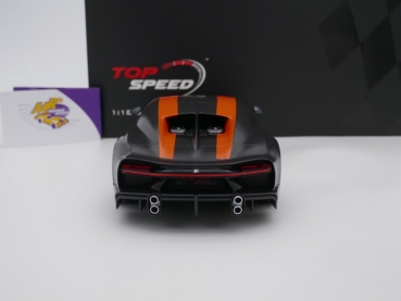 Top Speed TS0363 # Bugatti Chiron Super Sport 300+ Rekord Baujahr 2019 " mattschwarz-orange " 1:18
