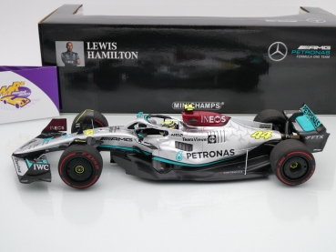 Preview: Minichamps 110220044 # Mercedes-AMG W13 F1 Spain GP 2022 " Lewis Hamilton " 1:18