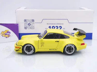 Preview: Solido S1807518 # Porsche 911 (964) RWB Rauh-Welt Baujahr 2023 gelb " NATALIE " 1:18