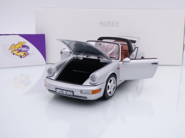 Preview: Norev 187342 # Porsche 911 (964) Carrera 4 Targa Baujahr 1990 " silbermetallic " 1:18