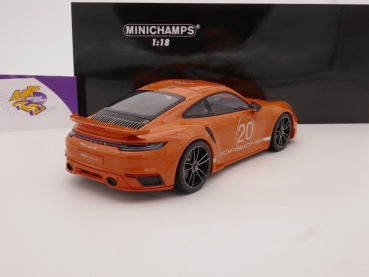 Preview: Minichamps 155069171 # Porsche 911 (992) Turbo S Coupe Sport Design Baujahr 2021 " orange " 1:18