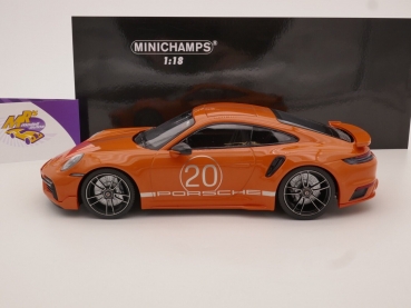 Preview: Minichamps 155069171 # Porsche 911 (992) Turbo S Coupe Sport Design Baujahr 2021 " orange " 1:18